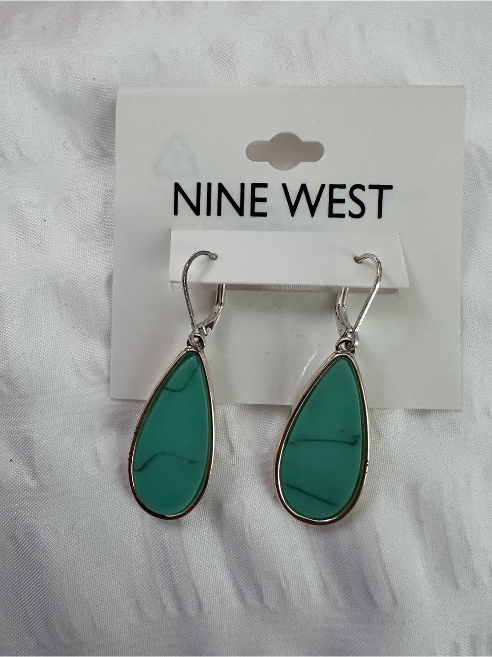 Nine West Silver-Tone Teardrop Turquoise Earrings